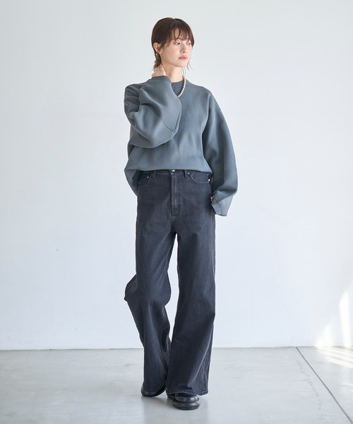 meilmada(メイルマダ)の「スウェットライク袖切替ニットプルオーバー(ニット/セーター・レディース・チャコールグレー/ブラック・FREE)」の4枚目の写真