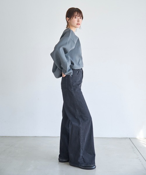 meilmada(メイルマダ)の「スウェットライク袖切替ニットプルオーバー(ニット/セーター・レディース・チャコールグレー/ブラック・FREE)」の5枚目の写真