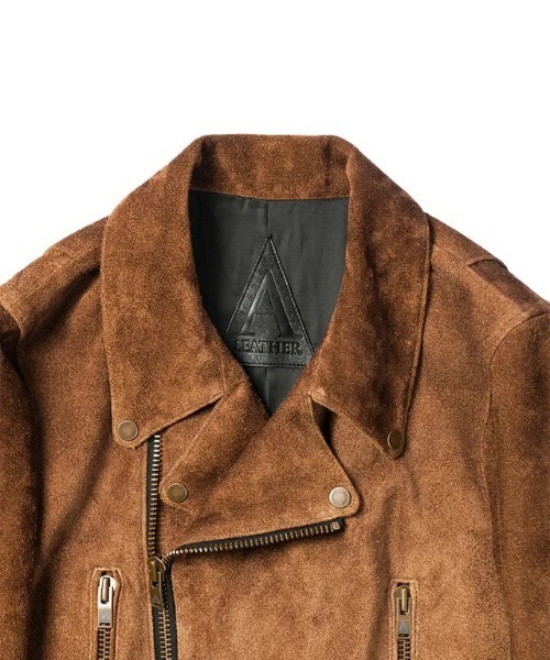 A LEATHER（エーレザー）の「A LEATHER MOTO JACKET (AMJ2401)（その他アウター・メンズ・キャメル/ブラック・56/54/58）」の9枚目の写真