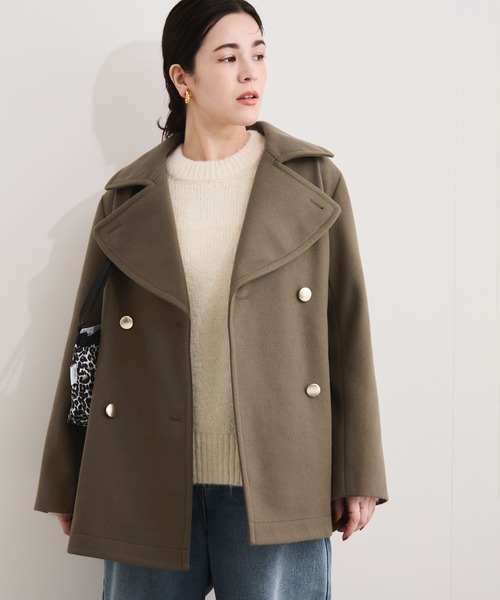 le cercle ADAM ET ROPE'(ルセルクルアダムエロペ)の「ウールライクダブルテーラードミドル丈コート(ピーコート・レディース・キナリ/キャメル/ネイビー・FREE)」の16枚目の写真
