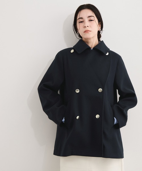 le cercle ADAM ET ROPE'(ルセルクルアダムエロペ)の「ウールライクダブルテーラードミドル丈コート(ピーコート・レディース・キナリ/キャメル/ネイビー・FREE)」の18枚目の写真