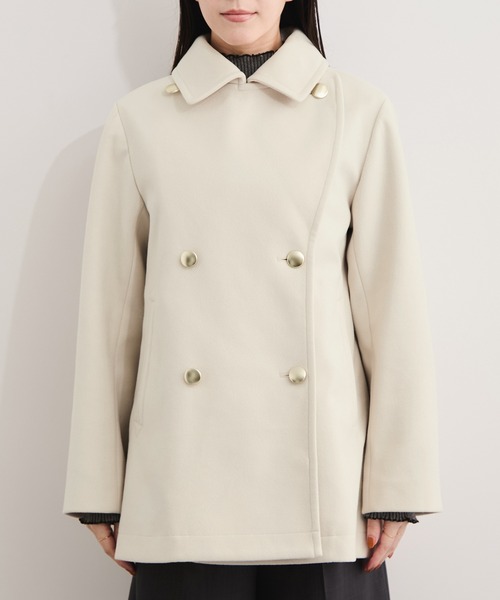 le cercle ADAM ET ROPE'(ルセルクルアダムエロペ)の「ウールライクダブルテーラードミドル丈コート(ピーコート・レディース・キナリ/キャメル/ネイビー・FREE)」の20枚目の写真