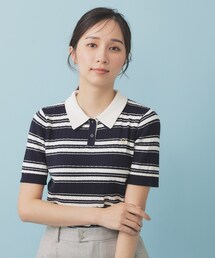 index | ランダムボーダーケーブルポロニット【洗濯機洗い可/抗ピル】(ニット/セーター)