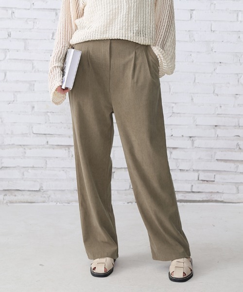 ONEP STAR(ワンピスター)の「タック入りストレートリブパンツ(スラックス・レディース・オフホワイト/グレー/ブラック/グレイッシュベージュ・LARGE/MEDIUM)」の13枚目の写真