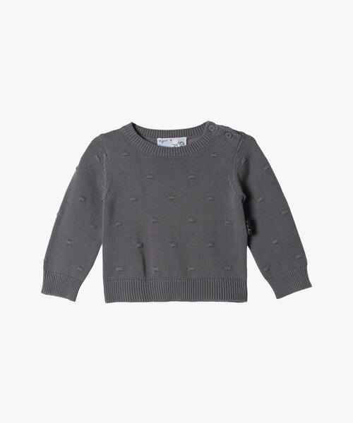 agnes b.(アニエスベー)の「ベビー ドット コットン 長袖 ニットプルオーバー(ニット/セーター・キッズ・グレー系その他・1YEAR/2YEAR/18M)」の1枚目の写真