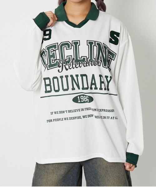 須郷様(カレッジ) セール】《衿付き×メッシュ》レディース カレッジロゴ プル