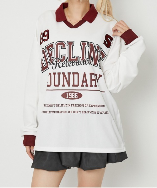 セール】《衿付き×メッシュ》レディース カレッジロゴ プル