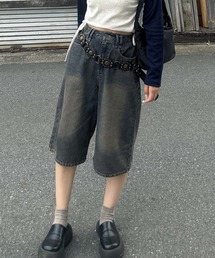 AS KNOW AS plus | ♪ヴィンテージ風ウォッシュデニム バミューダハーフパンツ(デニムパンツ)