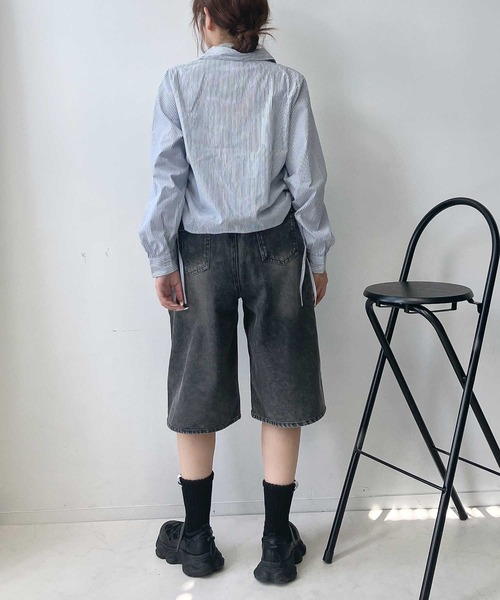 AS KNOW AS plus（アズノゥアズプラス）の「♪ヴィンテージ風ウォッシュデニム バミューダハーフパンツ（デニムパンツ・レディース・ブルー/ブラック/ブラック系・FREE）」の11枚目の写真