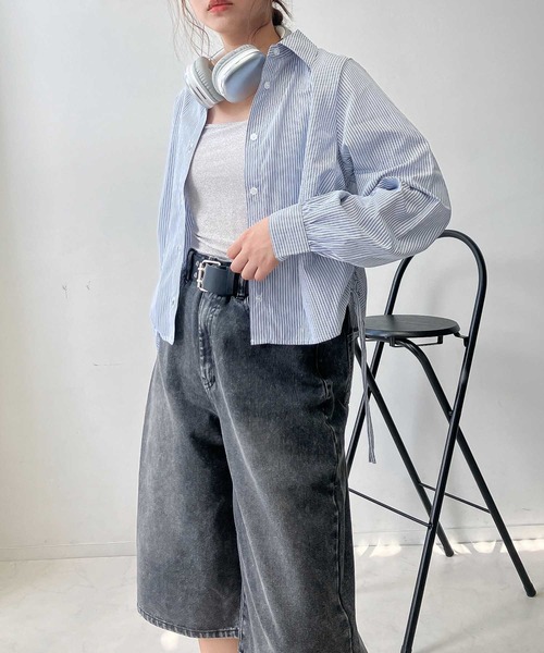 AS KNOW AS plus（アズノゥアズプラス）の「♪ヴィンテージ風ウォッシュデニム バミューダハーフパンツ（デニムパンツ・レディース・ブルー/ブラック/ブラック系・FREE）」の12枚目の写真