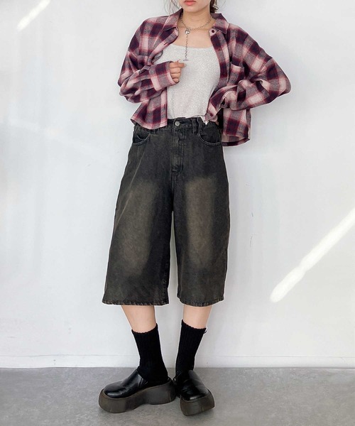 AS KNOW AS plus（アズノゥアズプラス）の「♪ヴィンテージ風ウォッシュデニム バミューダハーフパンツ（デニムパンツ・レディース・ブルー/ブラック/ブラック系・FREE）」の20枚目の写真