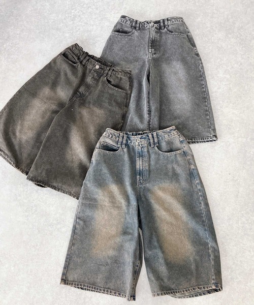 AS KNOW AS plus（アズノゥアズプラス）の「♪ヴィンテージ風ウォッシュデニム バミューダハーフパンツ（デニムパンツ・レディース・ブルー/ブラック/ブラック系・FREE）」の22枚目の写真