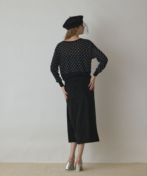 Diagram（ダイアグラム）の「ドットフロッキーニットカーディガン（カーディガン/ボレロ・レディース・ブラック/ゴールド/シルバー・36）」の4枚目の写真