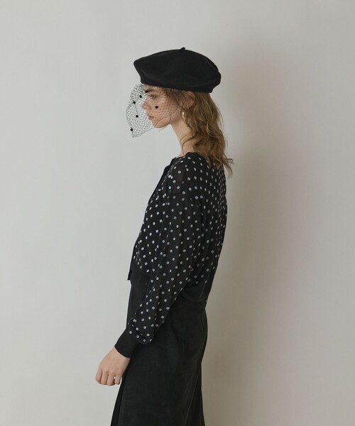 Diagram（ダイアグラム）の「ドットフロッキーニットカーディガン（カーディガン/ボレロ・レディース・ブラック/ゴールド/シルバー・36）」の7枚目の写真