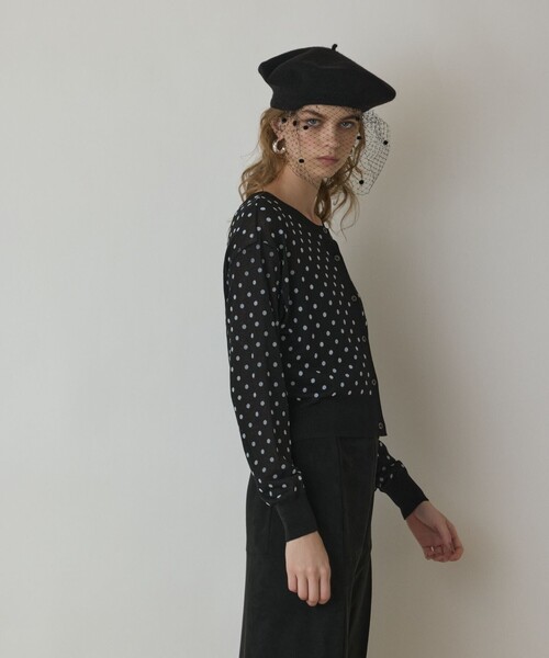 Diagram（ダイアグラム）の「ドットフロッキーニットカーディガン（カーディガン/ボレロ・レディース・ブラック/ゴールド/シルバー・36）」の9枚目の写真