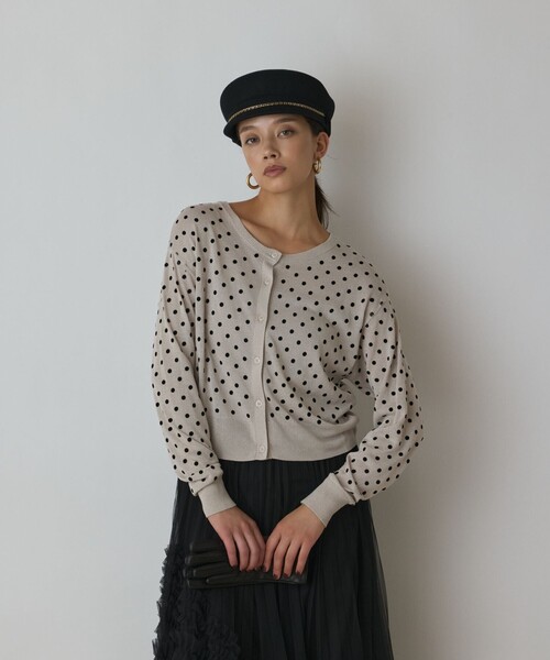 Diagram（ダイアグラム）の「ドットフロッキーニットカーディガン（カーディガン/ボレロ・レディース・ブラック/ゴールド/シルバー・36）」の12枚目の写真