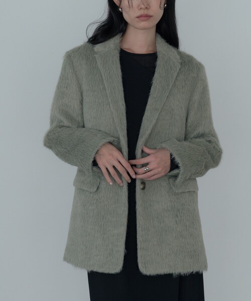 GALLEST（ギャレスト）の「シャギージャケット（テーラードジャケット・レディース・オリーブ/オフホワイト・38/36）」の2枚目の写真