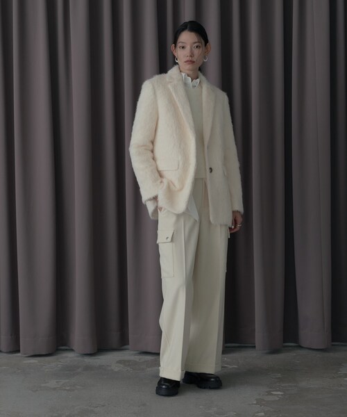 GALLEST（ギャレスト）の「シャギージャケット（テーラードジャケット・レディース・オリーブ/オフホワイト・38/36）」の3枚目の写真