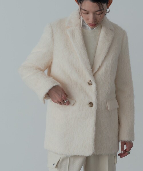 GALLEST（ギャレスト）の「シャギージャケット（テーラードジャケット・レディース・オリーブ/オフホワイト・38/36）」の12枚目の写真