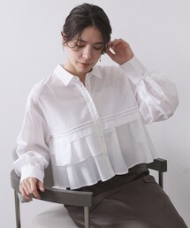 ピンタックフリルショートシャツ【洗濯機OK】