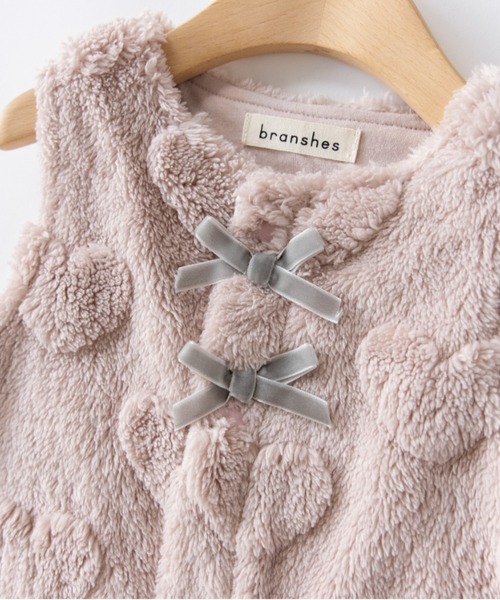 BRANSHES（ブランシェス）の「【ベビー】ハート総柄ボアベスト（ベスト・キッズ・ピンクベージュ/アイボリー・FREE）」の9枚目の写真