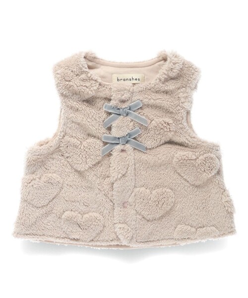 BRANSHES（ブランシェス）の「【ベビー】ハート総柄ボアベスト（ベスト・キッズ・ピンクベージュ/アイボリー・FREE）」の8枚目の写真