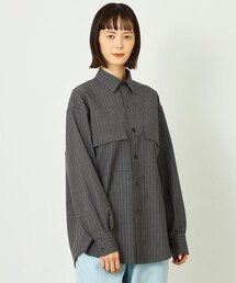 MACKINTOSH PHILOSOPHY | GREY LABAL ウールストライプオフィサーシャツ(シャツ/ブラウス)