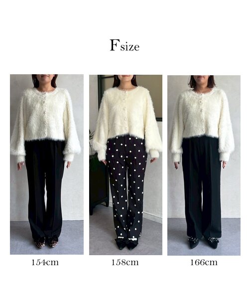 prose verse（プロズヴェール）の「【前後2way】パールボタンシャギーニットカーデ（カーディガン/ボレロ・レディース・アイボリー/ブラック/グレー/イエロー/ピンク・FREE）」の6枚目の写真