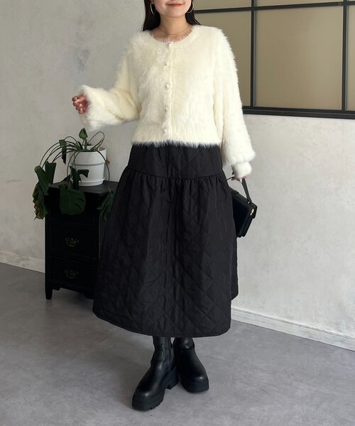 prose verse（プロズヴェール）の「【前後2way】パールボタンシャギーニットカーデ（カーディガン/ボレロ・レディース・アイボリー/ブラック/グレー/イエロー/ピンク・FREE）」の14枚目の写真