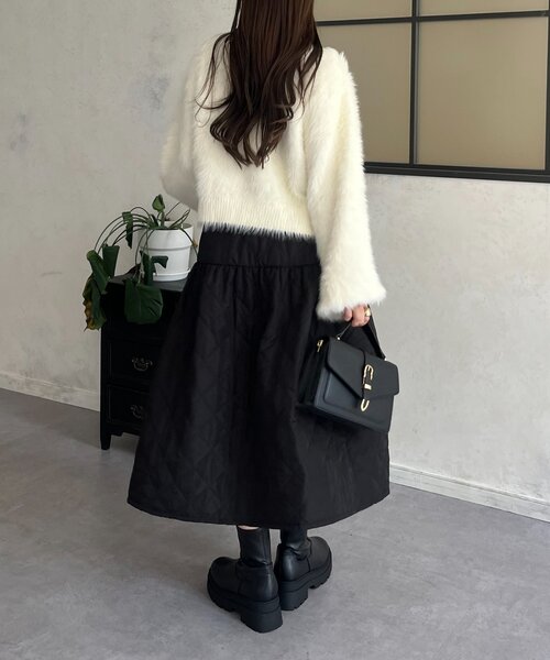 prose verse（プロズヴェール）の「【前後2way】パールボタンシャギーニットカーデ（カーディガン/ボレロ・レディース・アイボリー/ブラック/グレー/イエロー/ピンク・FREE）」の17枚目の写真