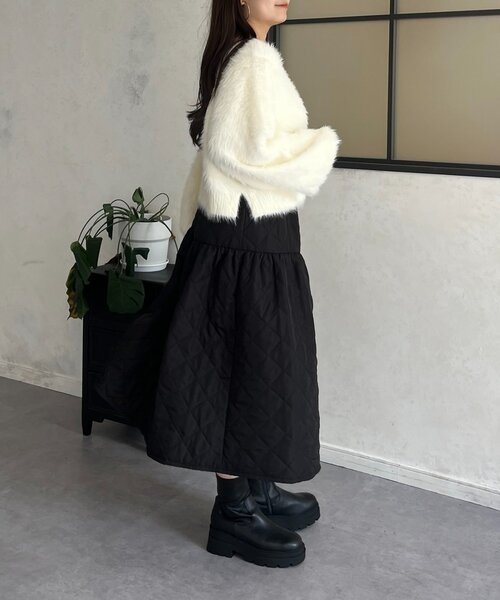 prose verse（プロズヴェール）の「【前後2way】パールボタンシャギーニットカーデ（カーディガン/ボレロ・レディース・アイボリー/ブラック/グレー/イエロー/ピンク・FREE）」の18枚目の写真