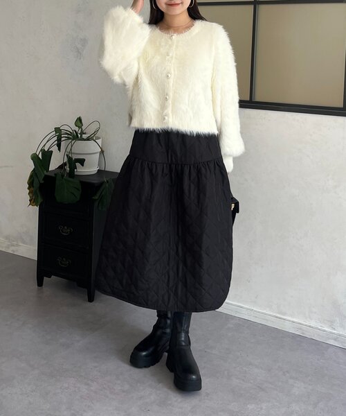 prose verse（プロズヴェール）の「【前後2way】パールボタンシャギーニットカーデ（カーディガン/ボレロ・レディース・アイボリー/ブラック/グレー/イエロー/ピンク・FREE）」の19枚目の写真