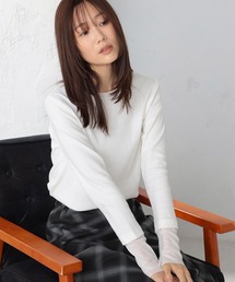 袖シアー切替Tシャツ