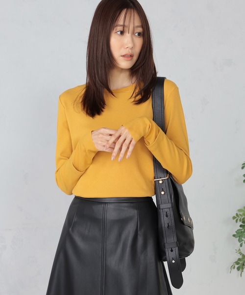 GALLORIA（ギャローリア）の「袖シアー切替Ｔシャツ（Tシャツ/カットソー・レディース・ホワイト/ブラック/マスタード・LL/S/M/L）」の3枚目の写真