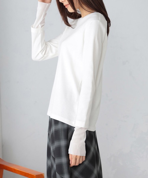 GALLORIA（ギャローリア）の「袖シアー切替Ｔシャツ（Tシャツ/カットソー・レディース・ホワイト/ブラック/マスタード・LL/S/M/L）」の14枚目の写真