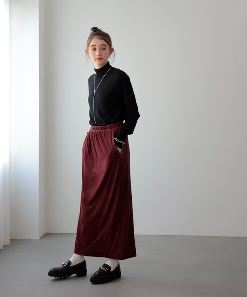 Jines(ジネス)の「ベロアナロースカート(スカート・レディース・ブラック/ベージュ/レッド・38)」の16枚目の写真