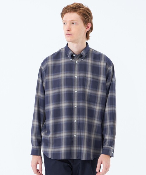 MACKINTOSH PHILOSOPHY(マッキントッシュ フィロソフィー)の「長袖オーバーサイズボタンダウンシャツ オンブレチェック(シャツ/ブラウス・メンズ・ダークブラウン/ネイビー・40/38)」の1枚目の写真