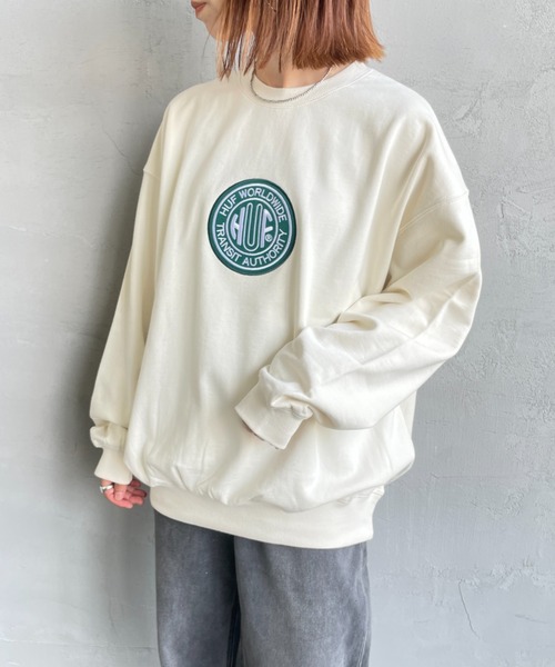 HUF（ハフ）の「[HUF/ハフ] TRANSIT AUTHORITY サークル刺繍ロゴ クルーネックスウェット（スウェット・レディース・ブラック/ナチュラル・M/L）」の21枚目の写真