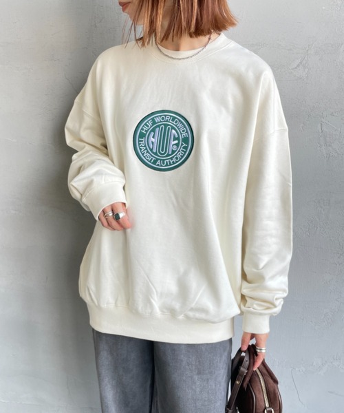 HUF（ハフ）の「[HUF/ハフ] TRANSIT AUTHORITY サークル刺繍ロゴ クルーネックスウェット（スウェット・レディース・ブラック/ナチュラル・M/L）」の15枚目の写真