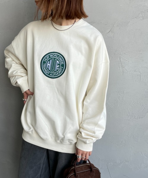 HUF（ハフ）の「[HUF/ハフ] TRANSIT AUTHORITY サークル刺繍ロゴ クルーネックスウェット（スウェット・レディース・ブラック/ナチュラル・M/L）」の14枚目の写真