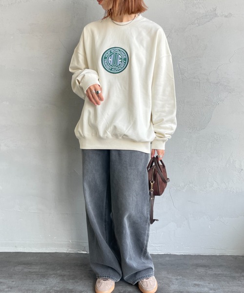 HUF（ハフ）の「[HUF/ハフ] TRANSIT AUTHORITY サークル刺繍ロゴ クルーネックスウェット（スウェット・レディース・ブラック/ナチュラル・M/L）」の18枚目の写真
