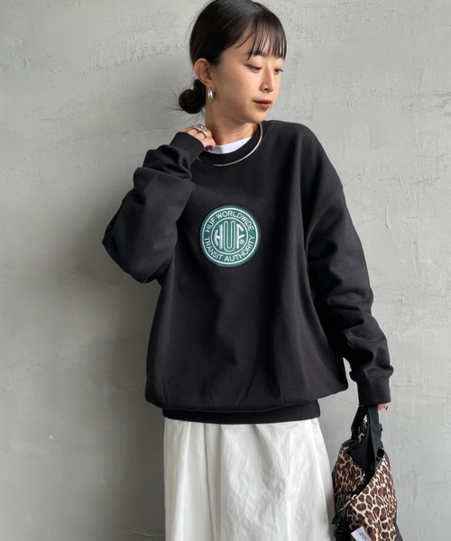 HUF（ハフ）の「[HUF/ハフ] TRANSIT AUTHORITY サークル刺繍ロゴ クルーネックスウェット（スウェット・レディース・ブラック/ナチュラル・M/L）」の6枚目の写真