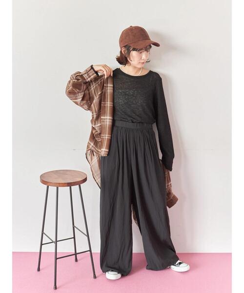 Samansa Mos2 blue(サマンサモスモスブルー)の「シアーリブロンT(Tシャツ/カットソー・レディース・ブラウン/キナリ/ブラック・F)」の7枚目の写真