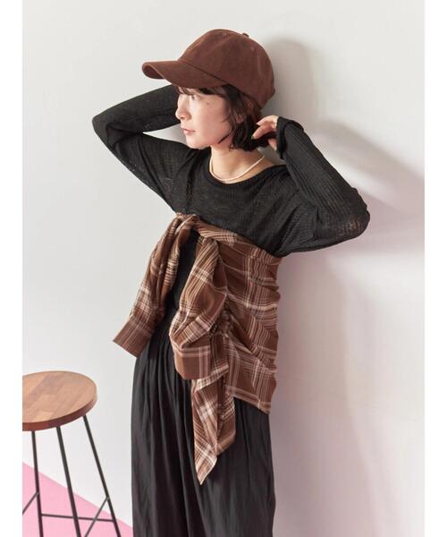 Samansa Mos2 blue(サマンサモスモスブルー)の「シアーリブロンT(Tシャツ/カットソー・レディース・ブラウン/キナリ/ブラック・F)」の9枚目の写真