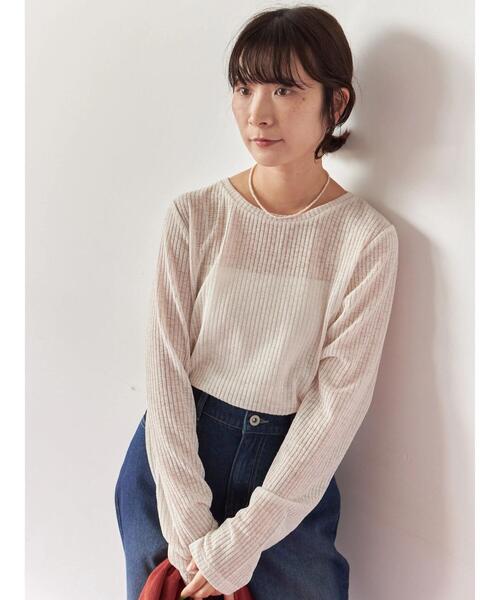 Samansa Mos2 blue(サマンサモスモスブルー)の「シアーリブロンT(Tシャツ/カットソー・レディース・ブラウン/キナリ/ブラック・F)」の14枚目の写真