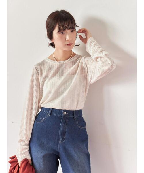 Samansa Mos2 blue(サマンサモスモスブルー)の「シアーリブロンT(Tシャツ/カットソー・レディース・ブラウン/キナリ/ブラック・F)」の15枚目の写真