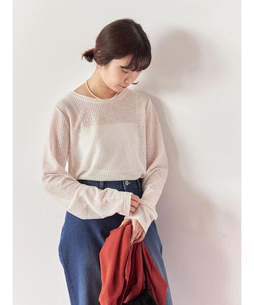 Samansa Mos2 blue(サマンサモスモスブルー)の「シアーリブロンT(Tシャツ/カットソー・レディース・ブラウン/キナリ/ブラック・F)」の16枚目の写真