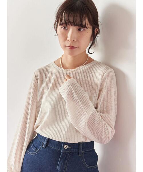 Samansa Mos2 blue(サマンサモスモスブルー)の「シアーリブロンT(Tシャツ/カットソー・レディース・ブラウン/キナリ/ブラック・F)」の17枚目の写真