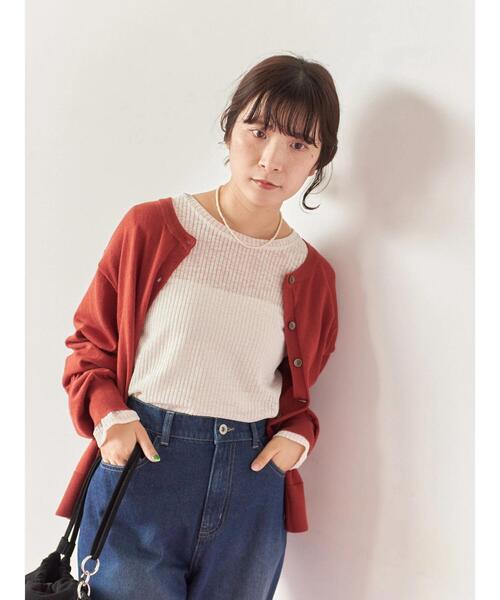 Samansa Mos2 blue(サマンサモスモスブルー)の「シアーリブロンT(Tシャツ/カットソー・レディース・ブラウン/キナリ/ブラック・F)」の19枚目の写真