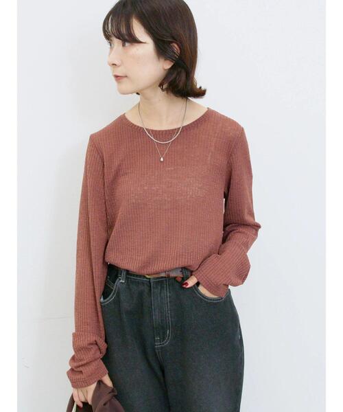 Samansa Mos2 blue(サマンサモスモスブルー)の「シアーリブロンT(Tシャツ/カットソー・レディース・ブラウン/キナリ/ブラック・F)」の20枚目の写真